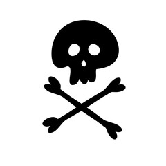 Skull and Bones. Simple flat illustration for a patch or sticker, as well as a symbol of prohibition and poison