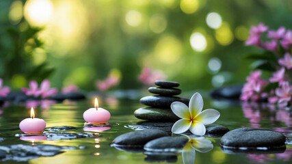zen stones and orchid