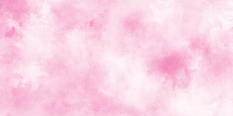 Abstract grainy fantasy smooth light pink watercolor paper texture with clouds, Grunge background frame Soft pink paper texture, pink watercolor background abstract texture with stains.