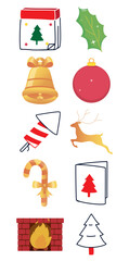 Vector image of christmas icon set with white background