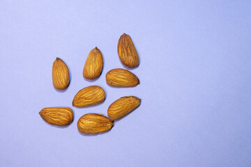 Fresh almonds in their shells. Healthy snacks.