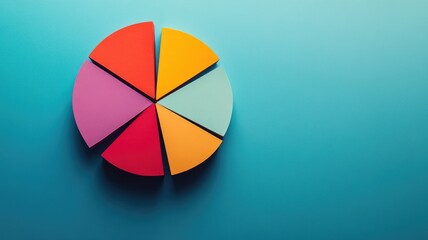 Fototapeta premium Multi-colored pie chart on blue background