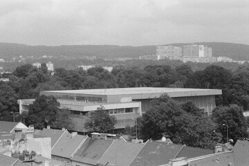 Chomutov in Czechia on 10. July 2024 on black and white film - blurriness and noise of scanned 35mm...