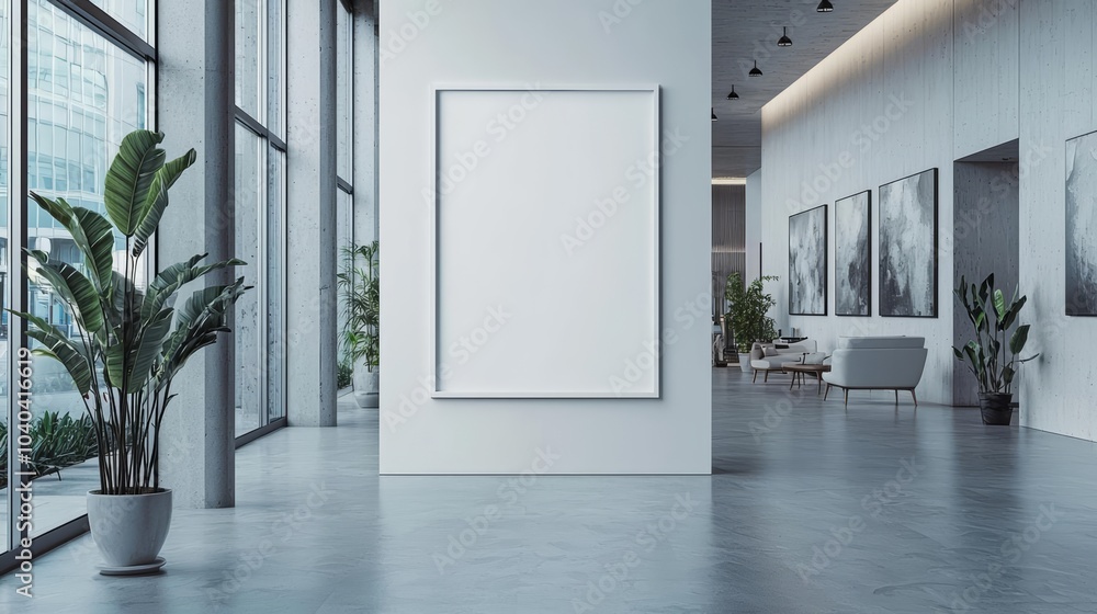 Poster hyper realistic photo of corporate branding identity logo display white blank frame mockup with mode