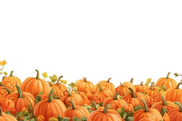 A large pile of pumpkins on a white background