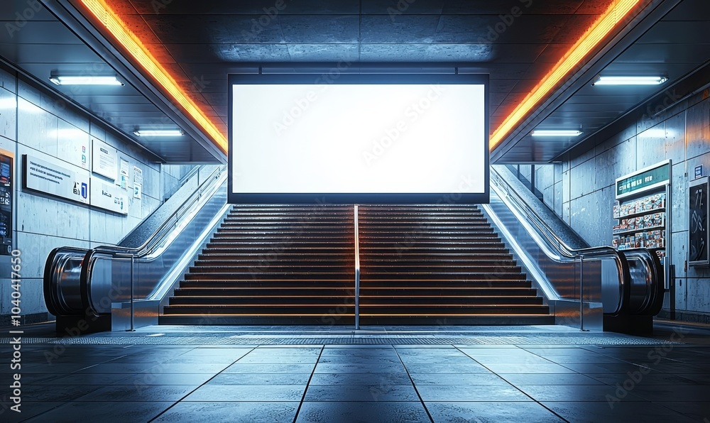 Poster hyper realistic photo of blank showcase billboard or advertising light box for your text message or 