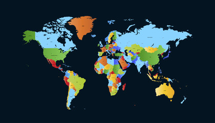 Obraz premium World map. Color modern vector map. Silhouette map