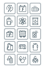 Set of clean energy line vector icons