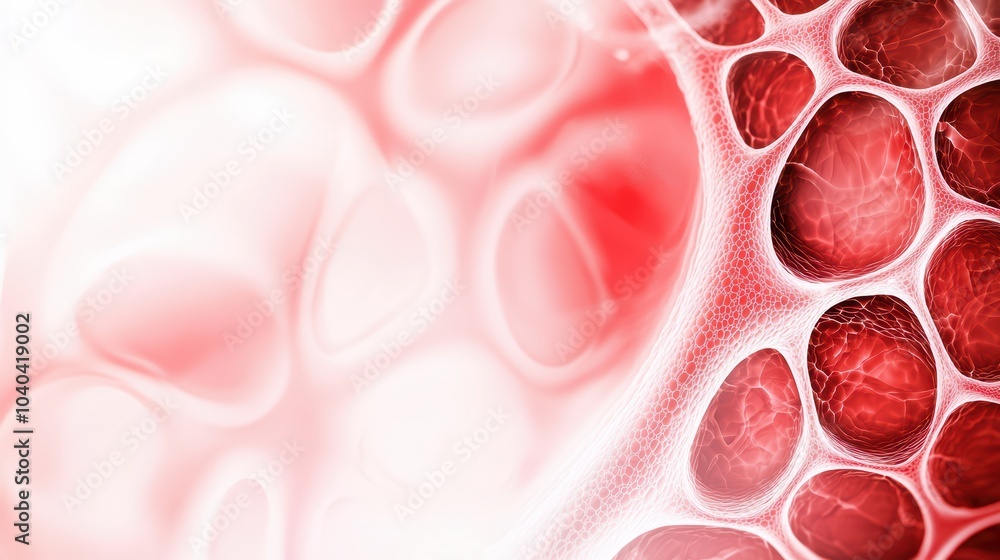 Poster abstract red blood cell background, showcasing intricate cellular structures and patterns.