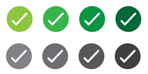 Check mark icon button set, check box icon vector,  only yes check mark icon, isolated check mark icon set on a white background
