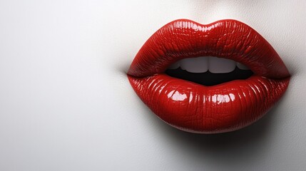 Obraz premium Bold scarlet lips exude confidence and glamour, creating an enchanting allure
