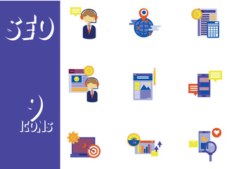 Vector image of SEO icon set with white background
