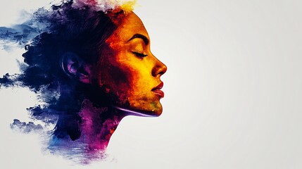 Abstract Portrait with Paint Splatter Illustrating Mental Health