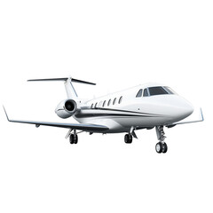 A sleek private jet with a streamlined design isolated on transparent background (3)