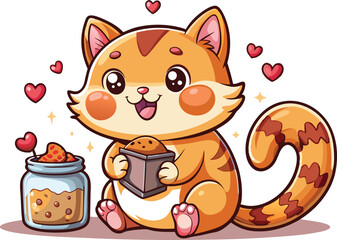 Funny cat coffee clipart vector