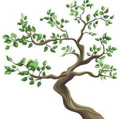 Hand drawn cartoon illustration of tree branches on a transparent background
