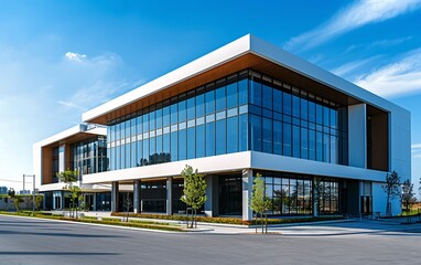 Modern office building against a nice blue sky