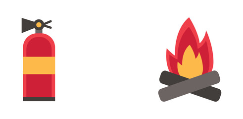 Set of vector firefighter icons on white background