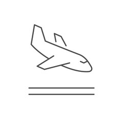 Plane landing line outline icon