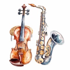 Watercolor Instruments for Music Lovers and Hobbies