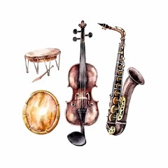 Watercolor Musical Instruments Illustration