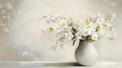 Fototapeta premium Interior of a home with white flowers in a vase against a light background