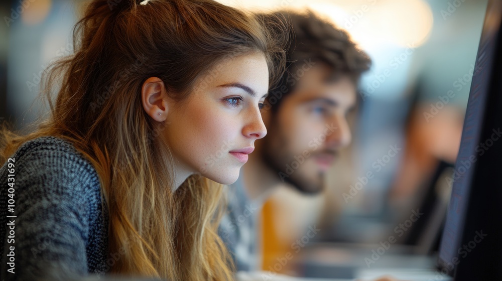 Aufkleber focused developers working on innovative software design