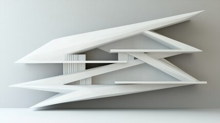 Obraz premium Abstract Geometric White Wall Shelf Design
