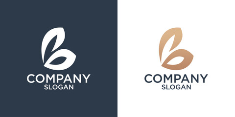 letter b abstract geometry logo design vector