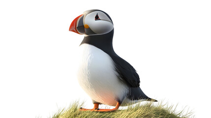 Naklejka premium Atlantic Puffin Bird, in Transparent PNG Background, Wallpaper, Cover and Screen for Smartphone, PC, Laptop, Transparent PNG.
