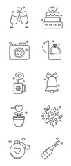 Set of Valentine's Day vector icons on white background