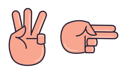 Vector icon set of hand signals on white background