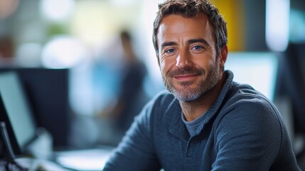 Fototapeta premium Software Developer Creating Designs in Modern Office Setting