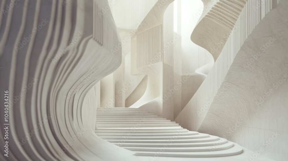 Poster abstract architectural staircase with curved walls