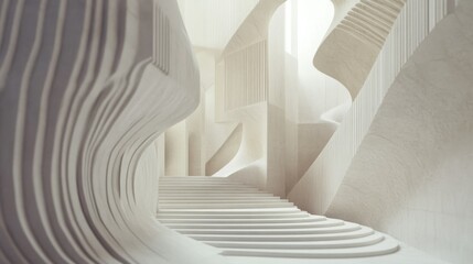 Abstract Architectural Staircase with Curved Walls
