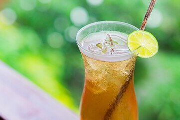 Tropical Cocktail with Lime Garnish
