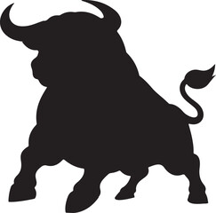 bull silhouette vector art illustration 