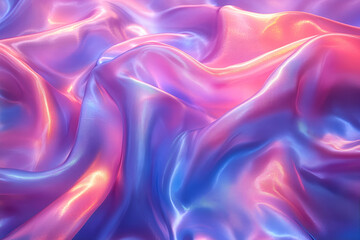 Obraz premium A vibrant, flowing fabric featuring a mix of pink and blue hues, creating an enchanting, silky appearance with soft, wavy textures.