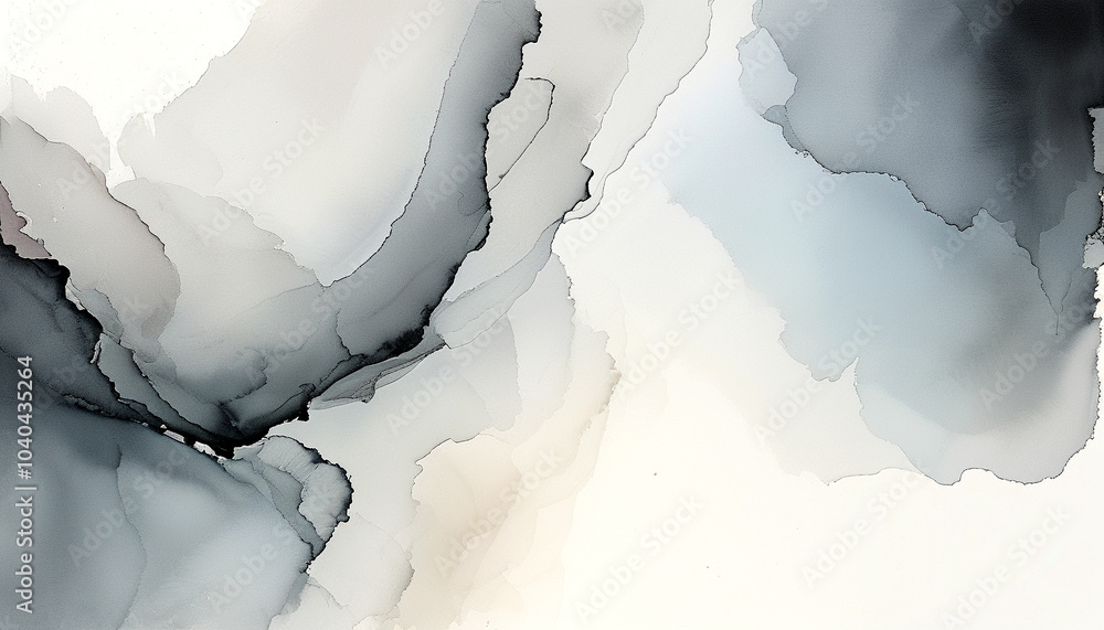 Poster Elegant abstract swirls of gray and cream blending seamlessly in soft textures