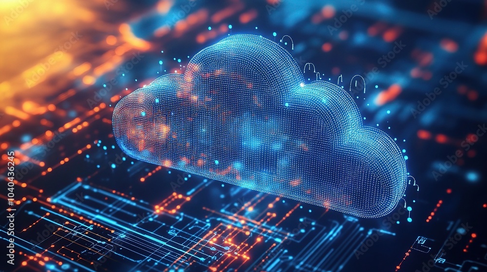 Poster digital cloud computing and networking concept