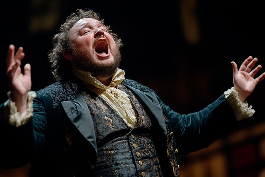 opera singer emotionally performs an aria on stage