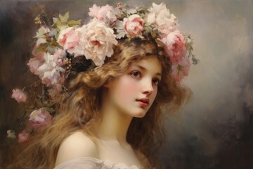 Naklejka premium Flower crown painting flower art.