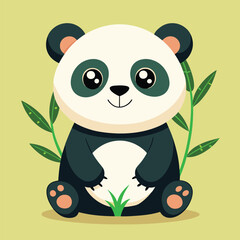 Obraz premium Cute Panda Illustration with Bamboo