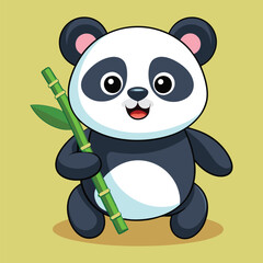 Cute Panda Illustration with Bamboo