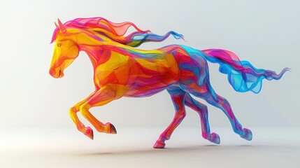 Obraz premium Abstract Colorful Horse Sculpture in Motion