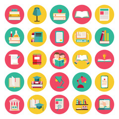 set of book reading vector icons with white background