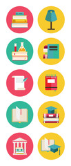 set of book reading vector icons with white background