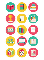 set of book reading vector icons with white background
