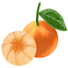 orange fruit with leaves illustration