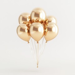 Shiny Gold Balloons Floating in Air